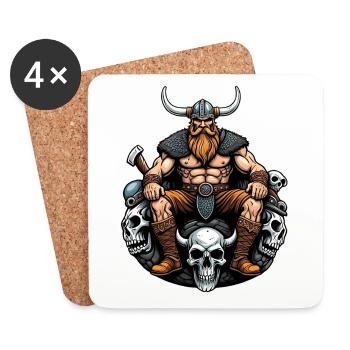 Wikinger mit Schädel - Untersetzer (4er-Set) - Weiß - Vorne