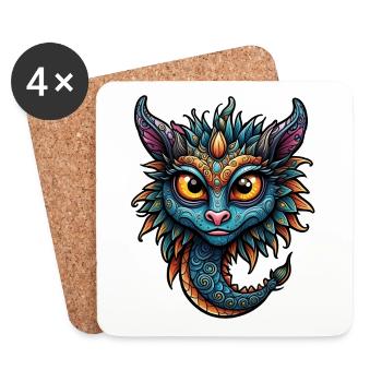Lovable fantasy creature - Coasters (set of 4) - white - Front