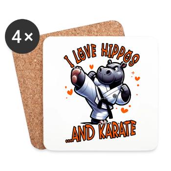 I Love Hippos and Karate Funny Martial Arts - Coasters (set of 4) - white - Front