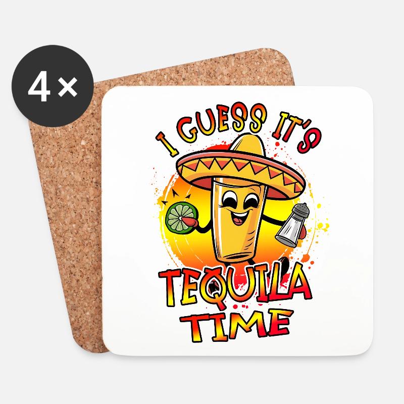 Ich denke, es ist Tequila-Zeit Lustiges Design - Untersetzer (4er-Set) - Weiß