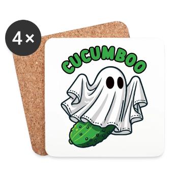 Cucumboo Funny Cucumber Halloween Costume Ghost Bo - Dessous de verre (lot de 4) - blanc - Devant
