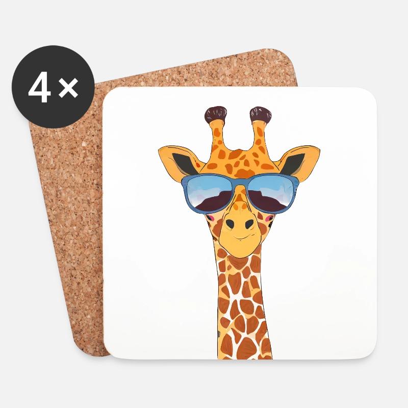 Niedliche Giraffe mit Sonnenbrille - Untersetzer (4er-Set) - Weiß
