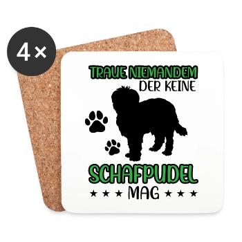 Sheep Poodle Don't Trust Herding Poodle - Coasters (set of 4) - white - Front