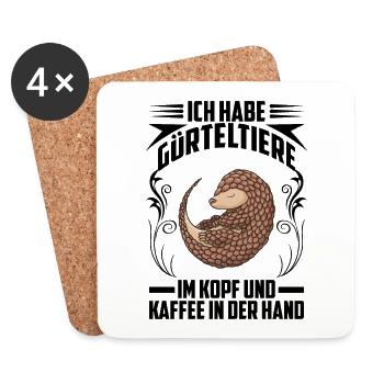 Armadillo and Coffee Armadillo Armadillo Armadillo - Coasters (set of 4) - white - Front