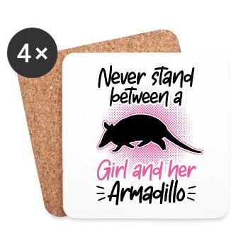 Gürteltier Mädchen und ihr Armadillo Gürteltier - Untersetzer (4er-Set) - Weiß - Vorne