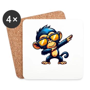 Chimpanzee Dabbing Cool Monkey Dancing - Coasters (set of 4) - white - Front