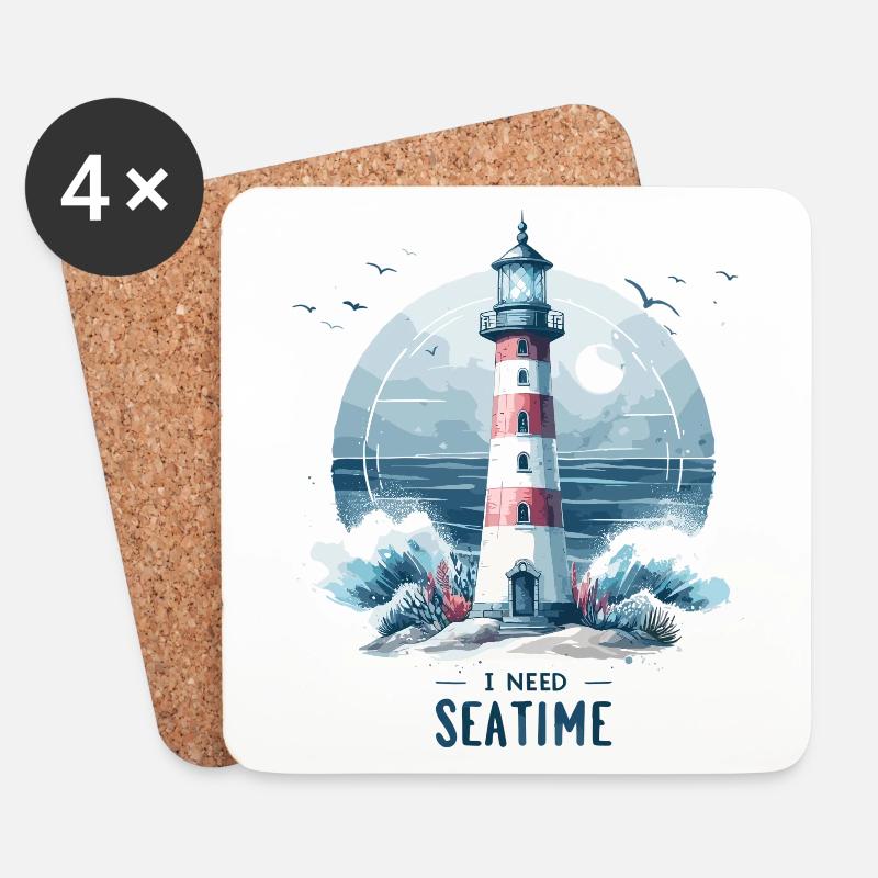 Ich brauche Meer Zeit Geschenk - Untersetzer (4er-Set) - Weiß