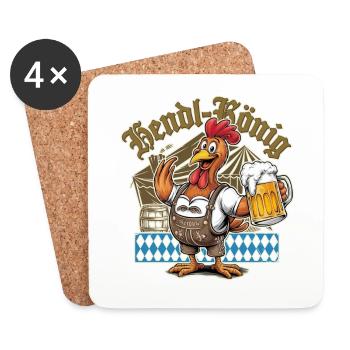 Hendl-King Bavarian Folk Festival Fun - Dessous de verre (lot de 4) - blanc - Devant