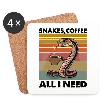 Lustiges Schlangen Kunst Schlange Kaffee Reptilien - Untersetzer (4er-Set) - Weiß - Vorne