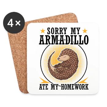 Armadillo ate homework Armadillo - Coasters (set of 4) - white - Front