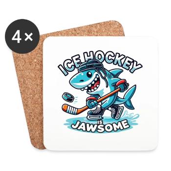 Icehockey is Jawsome Funny Shark Lover Sports Pun - Coasters (set of 4) - white - Front