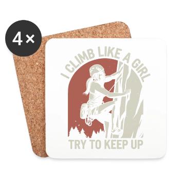 Je grimpe comme une fille Essaie de suivre Funny Mountain - Dessous de verre (lot de 4) - blanc - Devant
