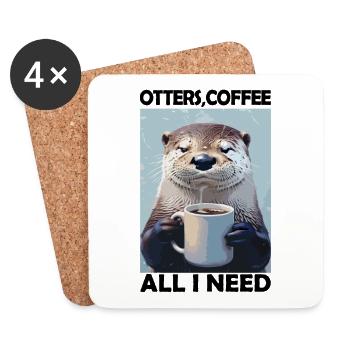 Drôle de loutre café zoo café rétro tout ce dont j’ai besoin - Dessous de verre (lot de 4) - blanc - Devant