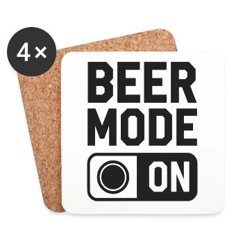 Beer Mode On Beer Saying - Coasters (set of 4) - white - Front