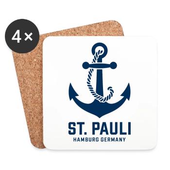 St. Pauli Hamburg Anker Reeperbahn - Dessous de verre (lot de 4) - blanc - Devant