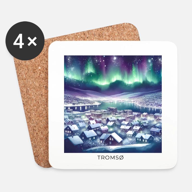 Tromsø Winterlandschaft Skandinavien Norwegen - Untersetzer (4er-Set) - Weiß