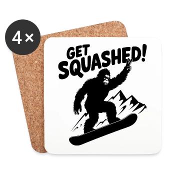 Sasquatch Bigfoot Snowboard Snowboarder - Coasters (set of 4) - white - Front