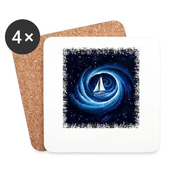 Sailboat Galaxy Milky Way Space Fantasy - Coasters (set of 4) - white - Front