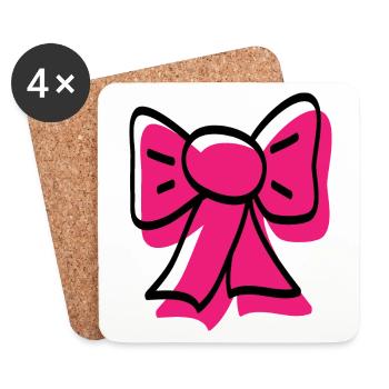 Pink ribbon - Coasters (set of 4) - white - Front