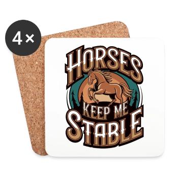 Horses Keep Me Stable Horseback Riding - Coasters (set of 4) - white - Front