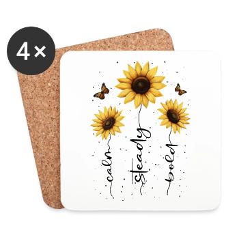 Fleurs d’été Fleur Inspiration Dicton de motivation - Dessous de verre (lot de 4) - blanc - Devant