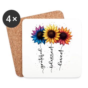 Fleurs d’été Fleur Inspiration Dicton de motivation - Dessous de verre (lot de 4) - blanc - Devant