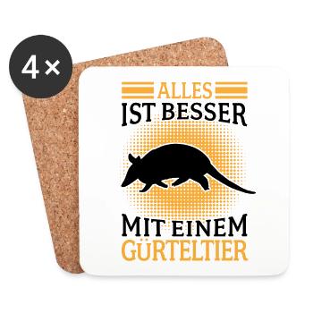 Tatout Armadillo Tout mieux avec le tatou - Dessous de verre (lot de 4) - blanc - Devant