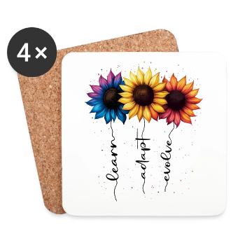 Summer Flowers Flower Inspiration Motivational Saying - Coasters (set of 4) - white - Front