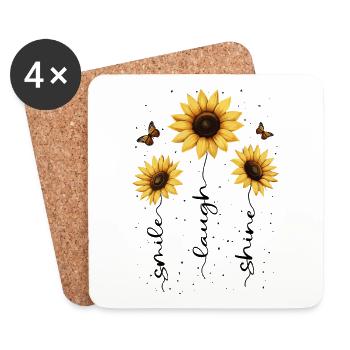 Fleurs d’été Fleur Inspiration Dicton de motivation - Dessous de verre (lot de 4) - blanc - Devant