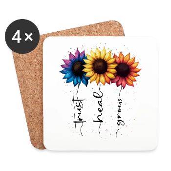 Summer Flowers Flower Inspiration Motivational Saying - Coasters (set of 4) - white - Front