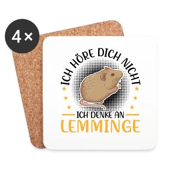Lemming Wühlmaus Denke an Lemming - Untersetzer (4er-Set) - Weiß - Vorne