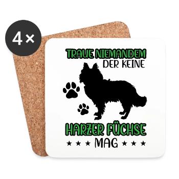 Harzer Fuchs nicht trauen Altdeutscher Hütehund - Untersetzer (4er-Set) - Weiß - Vorne