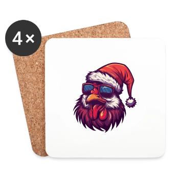Chicken Christmas Funny - Coasters (set of 4) - white - Front
