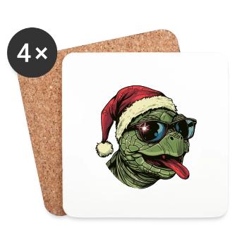 Turtle Christmas Funny - Coasters (set of 4) - white - Front