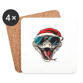 Serpent Cobra Noël Drôle - Dessous de verre (lot de 4) - blanc - Devant