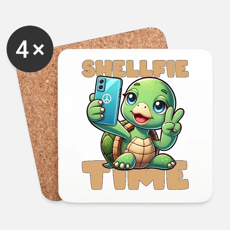 SHELLFIE-ZEIT! - Untersetzer (4er-Set) - Weiß