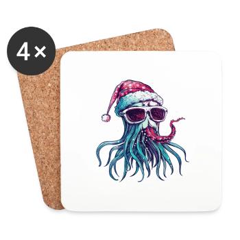 Méduse Noël drôle - Dessous de verre (lot de 4) - blanc - Devant
