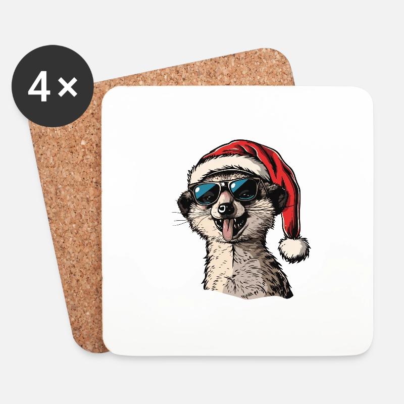 Erdmännchen Weihnachten Lustig - Untersetzer (4er-Set) - Weiß