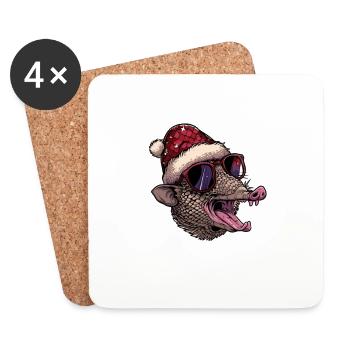 Armadillo Noël Drôle - Dessous de verre (lot de 4) - blanc - Devant