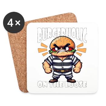 BURGERHOLIC ON THE LOOSE - Coasters (set of 4) - white - Front