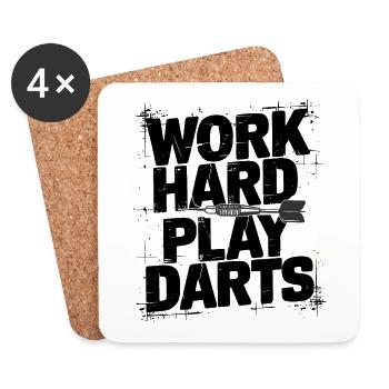 Work Hard Play Darts Darts Player Darts Sport - Coasters (set of 4) - white - Front