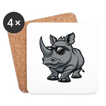 Rhino Cool Comic - Coasters (set of 4) - white - Front