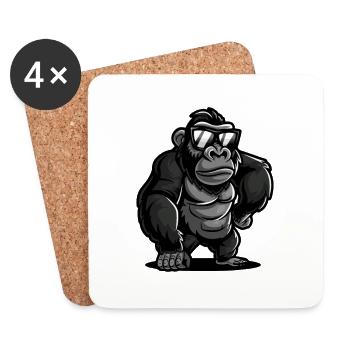 Gorilla Cool Comic - Untersetzer (4er-Set) - Weiß - Vorne