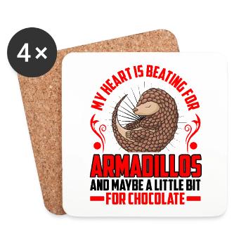Armadillo Armadillo Heart beats for armadillo - Coasters (set of 4) - white - Front