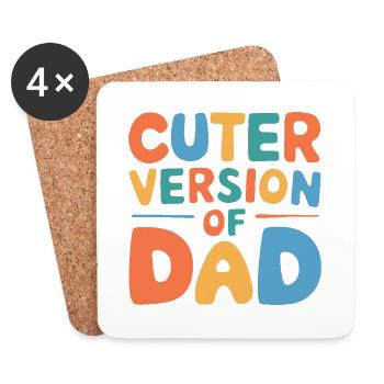 Cuter version of dad Family Matching Daddy and Son - Coasters (set of 4) - white - Front
