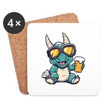 Dinosaure tricératops Bière d’après-ski - Dessous de verre (lot de 4) - blanc - Devant
