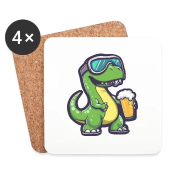 Dinosaurier brontosaurus Apres Ski Bier - Untersetzer (4er-Set) - Weiß - Vorne