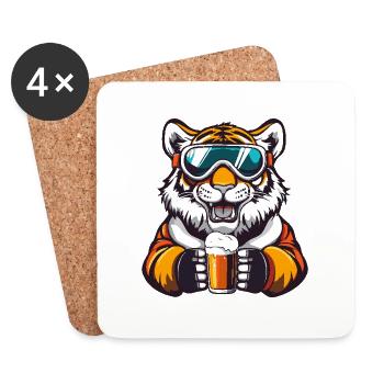 Tiger Apres Ski Bier - Untersetzer (4er-Set) - Weiß - Vorne