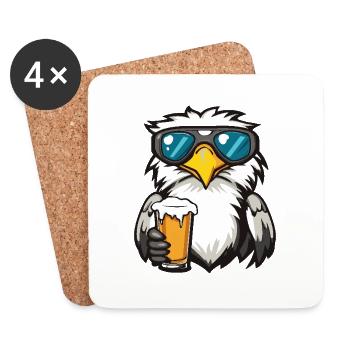 Adler Apres Ski Bier - Untersetzer (4er-Set) - Weiß - Vorne