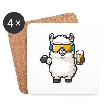Alpaka Llama Apres Ski Bier - Untersetzer (4er-Set) - Weiß - Vorne